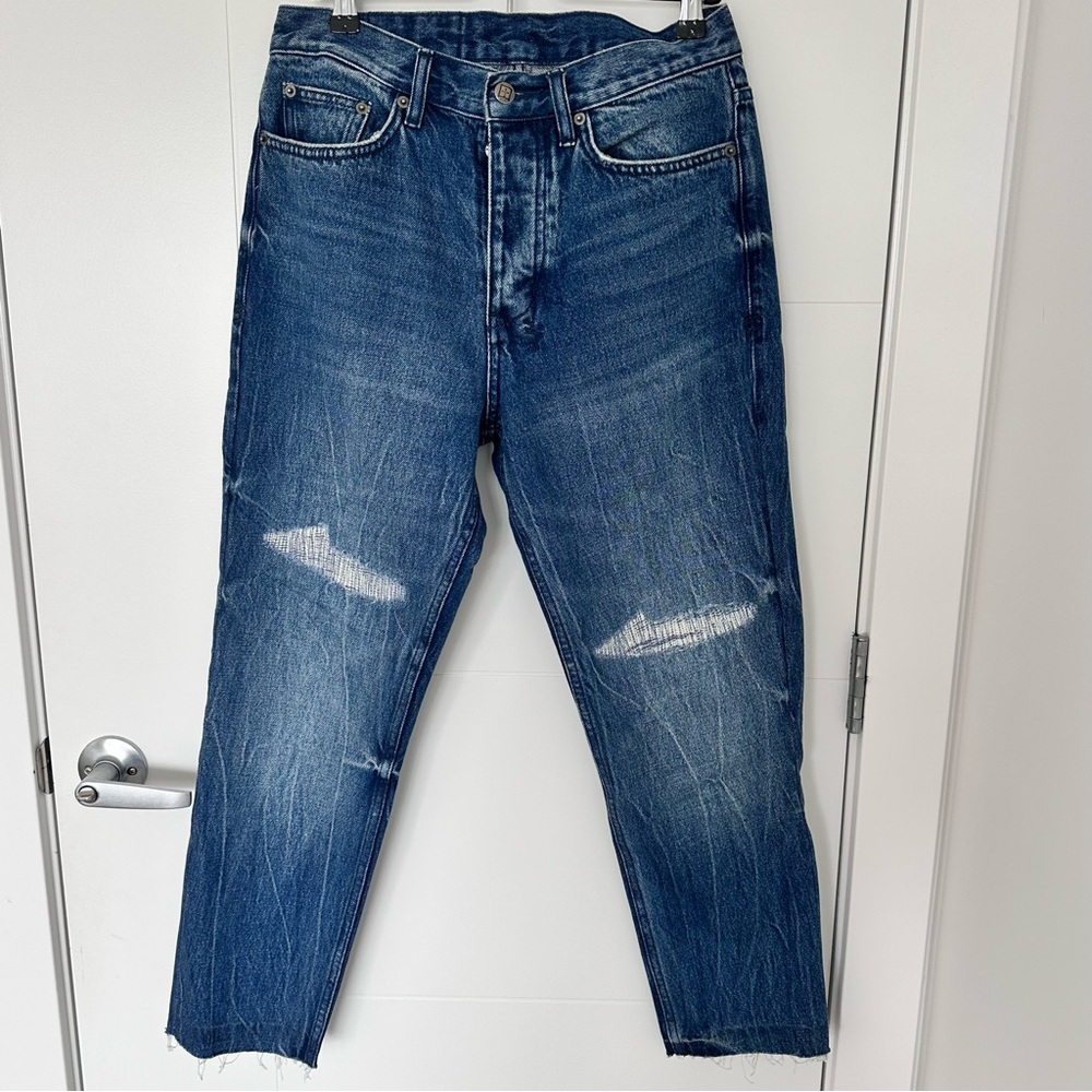 Ksubi Men's Relaxed Jeans in Distressed Dark Blue